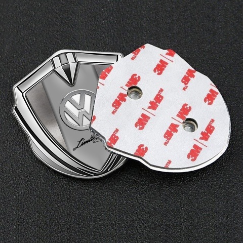 VW Metal Emblem Self Adhesive Silver Polished Steel Chrome Limited Edition