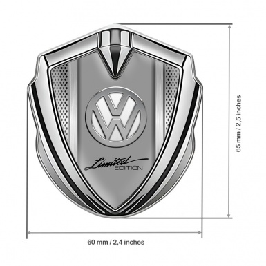VW Fender Emblem Badge Silver Aluminum Motif Chrome Limited Edition