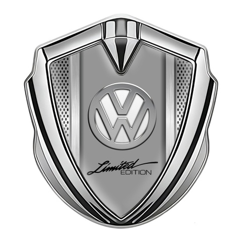 VW Fender Emblem Badge Silver Aluminum Motif Chrome Limited Edition