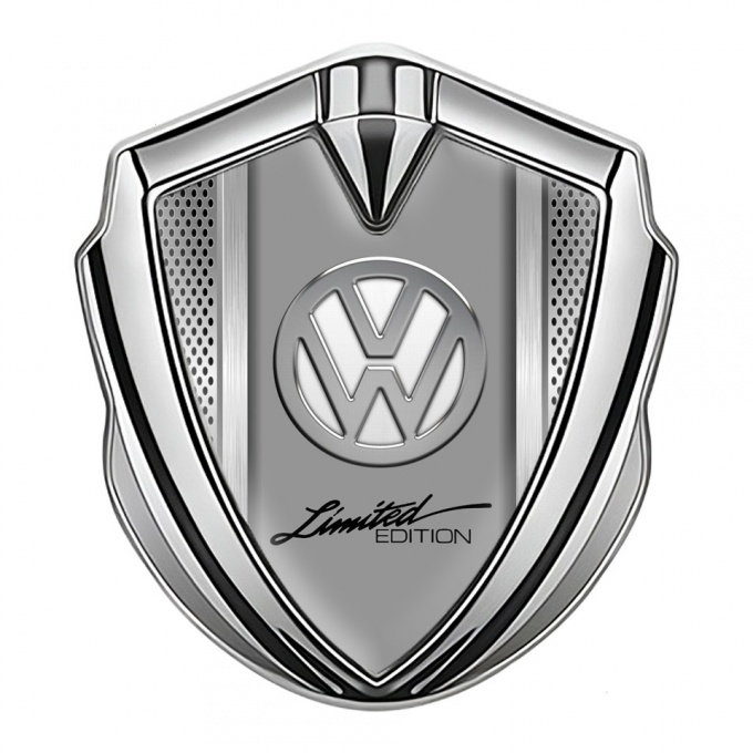 VW Fender Emblem Badge Silver Aluminum Motif Chrome Limited Edition