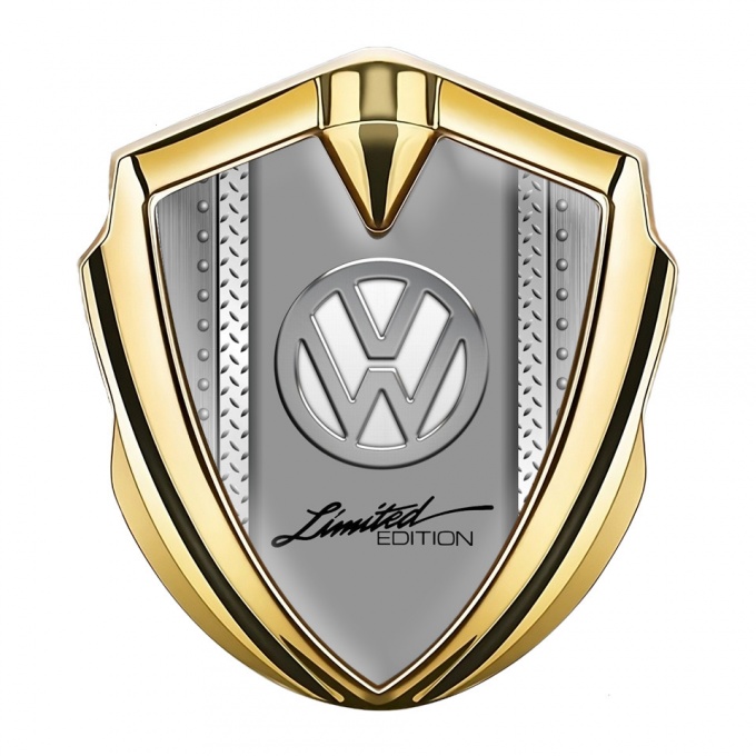 VW Emblem Self Adhesive Gold Treadplate Frame Chrome Limited Edition