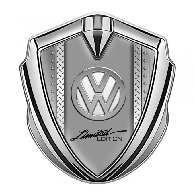 VW Emblem Trunk Badge Silver Treadplate Frame Chrome Limited Edition