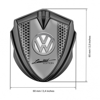 VW Metal Emblem Badge Graphite Grey Honeycomb Chrome Limited Edition