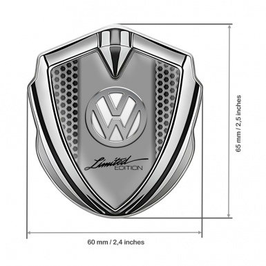 VW Metal Emblem Badge Silver Grey Honeycomb Chrome Limited Edition