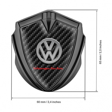VW Emblem Car Badge Graphite Black Carbon Chrome Logo Das Auto