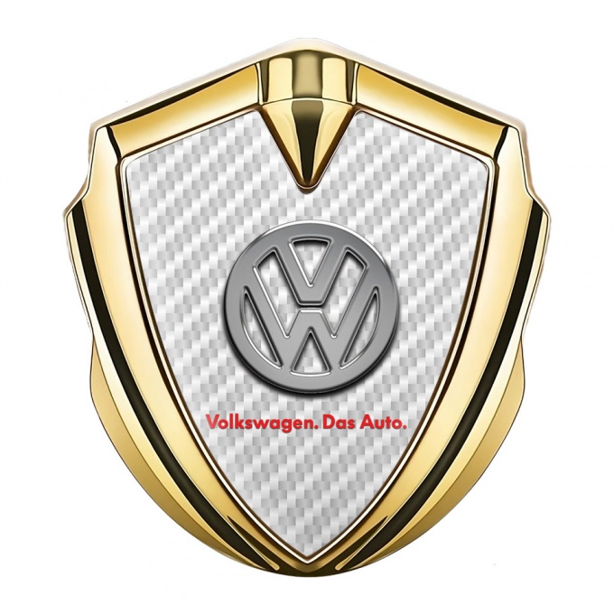 VW Metal Domed Emblem Gold White Carbon Chrome Logo Das Auto