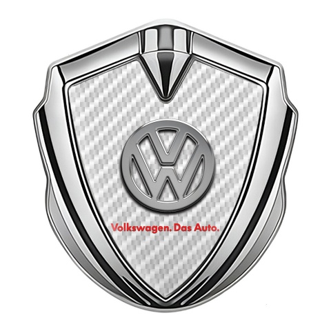 VW Metal Domed Emblem Silver White Carbon Chrome Logo Das Auto