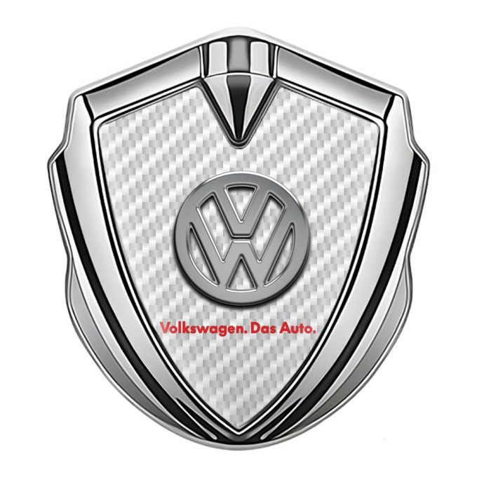VW Metal Domed Emblem Silver White Carbon Chrome Logo Das Auto