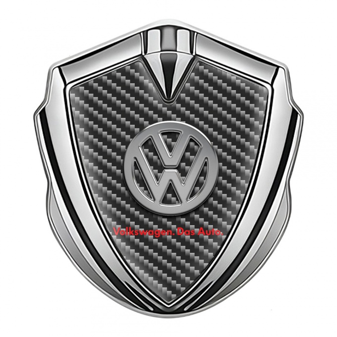 VW Badge Self Adhesive Silver Dark Carbon Chrome Logo Das Auto