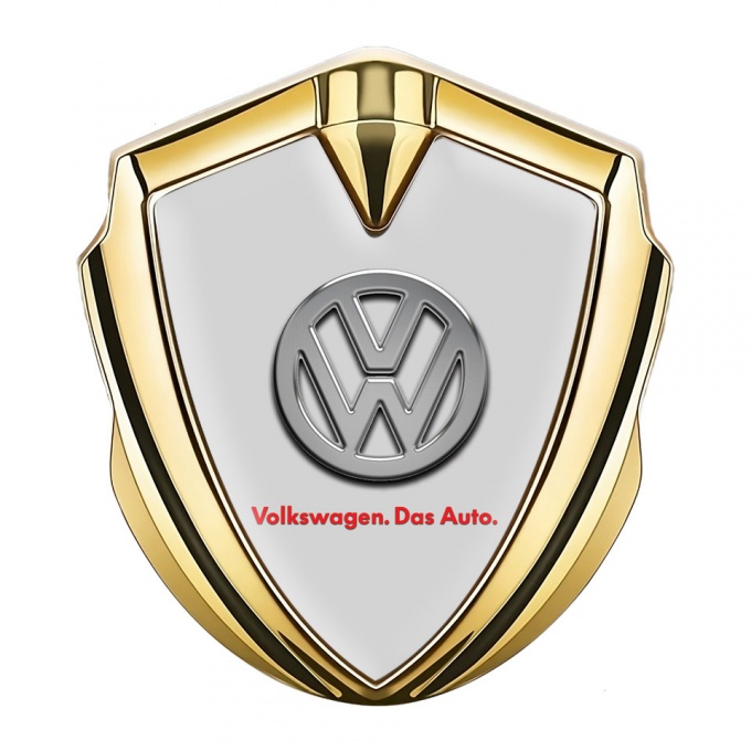 VW Emblem Badge Self Adhesive Gold Grey Chrome Logo Das Auto
