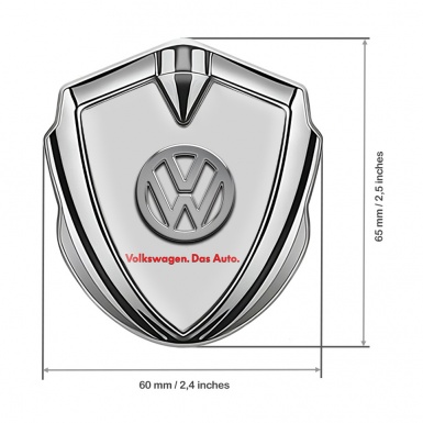 VW Emblem Badge Self Adhesive Silver Grey Chrome Logo Das Auto