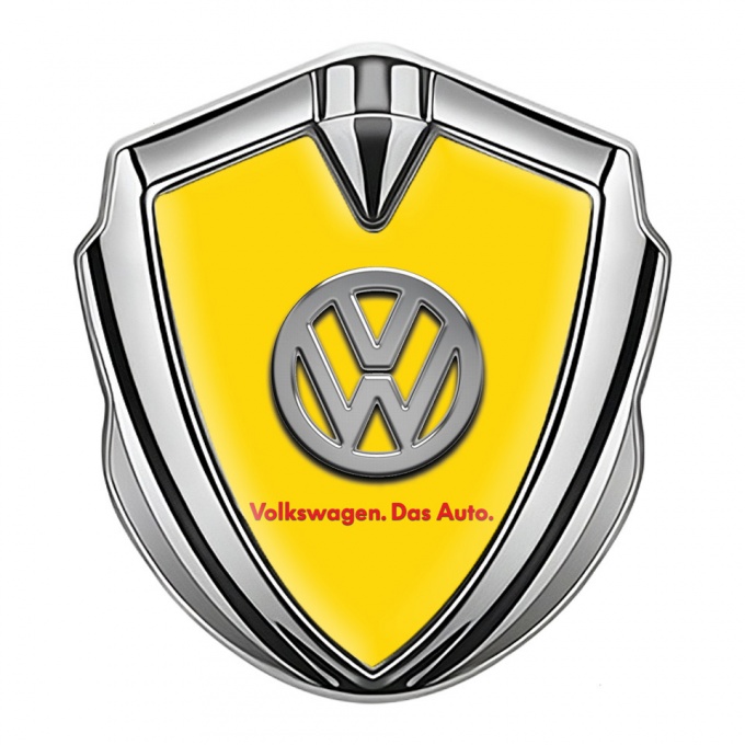 VW Metal Emblem Self Adhesive Silver Yellow Chrome Logo Das Auto