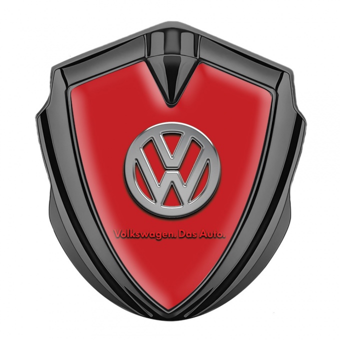 VW Emblem Trunk Badge Graphite Red Chrome Logo Das Auto Edition