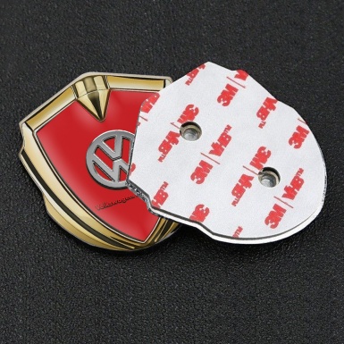 VW Emblem Trunk Badge Gold Red Chrome Logo Das Auto Edition
