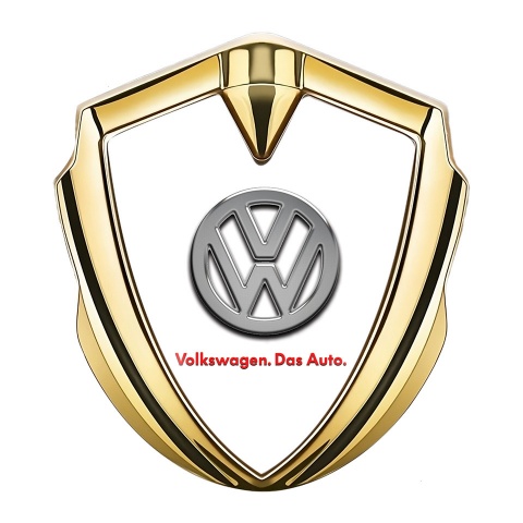 VW Emblem Self Adhesive Gold White Chrome Logo Das Auto Edition