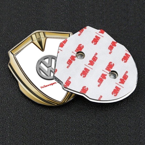 VW Emblem Self Adhesive Gold White Chrome Logo Das Auto Edition