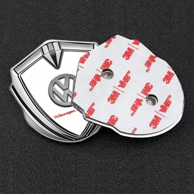 VW Emblem Self Adhesive Silver White Chrome Logo Das Auto Edition