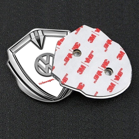 VW Emblem Self Adhesive Silver White Chrome Logo Das Auto Edition