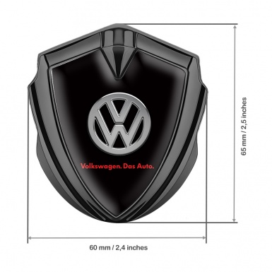 VW Metal Emblem Badge Graphite Black Chrome Logo Das Auto Edition