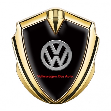 VW Metal Emblem Badge Gold Black Chrome Logo Das Auto Edition