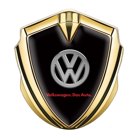 VW Metal Emblem Badge Gold Black Chrome Logo Das Auto Edition