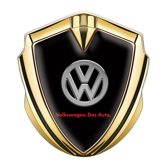 VW Metal Emblem Badge Gold Black Chrome Logo Das Auto Edition