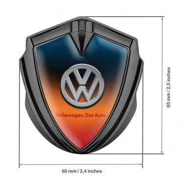 VW Domed Emblem Graphite Color Gradient Chrome Logo Das Auto Edition