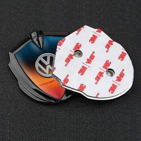 VW Domed Emblem Graphite Color Gradient Chrome Logo Das Auto Edition