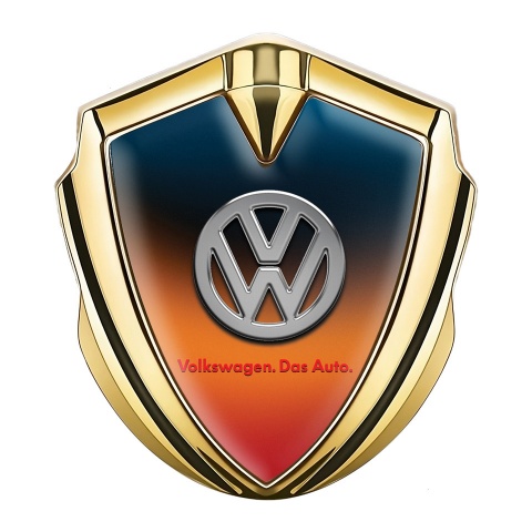 VW Domed Emblem Gold Color Gradient Chrome Logo Das Auto Edition