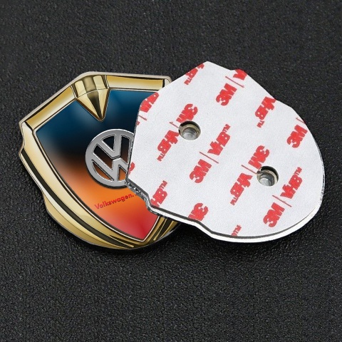 VW Domed Emblem Gold Color Gradient Chrome Logo Das Auto Edition