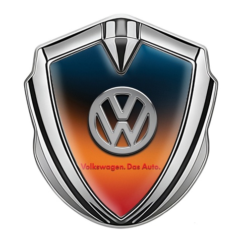 VW Domed Emblem Silver Color Gradient Chrome Logo Das Auto Edition