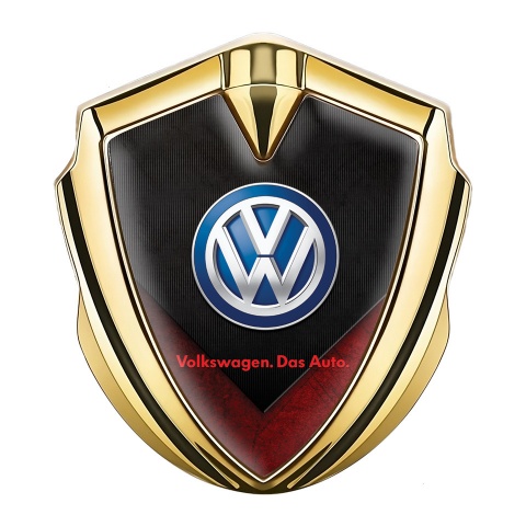 VW Emblem Self Adhesive Gold Red Stone Classic Color Logo Design