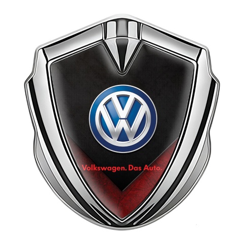 VW Emblem Self Adhesive Silver Red Stone Classic Color Logo Design