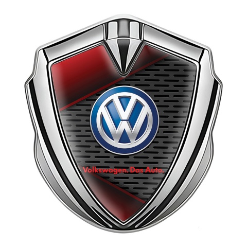 VW Metal Emblem Badge Silver Crimson Elements Classic Blue Color