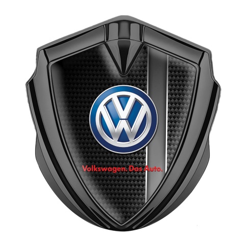 VW Metal Emblem Badge Graphite Black Carbon Grey Sport Stripe