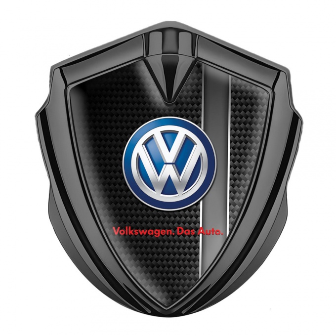 VW Metal Emblem Badge Graphite Black Carbon Grey Sport Stripe
