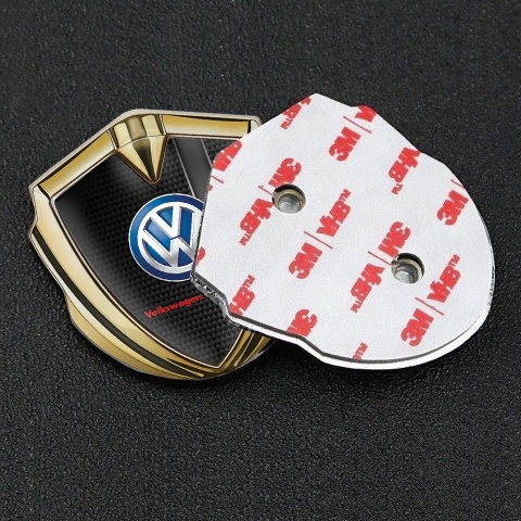 VW Metal Emblem Badge Gold Black Carbon Grey Sport Stripe