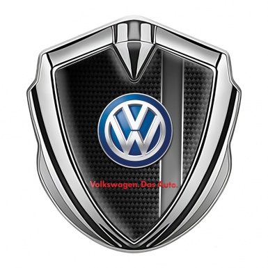 VW Metal Emblem Badge Silver Black Carbon Grey Sport Stripe