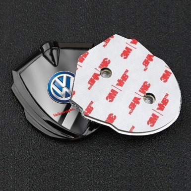 VW Emblem Ornament Graphite Black Base Polished Panel Blue Logo