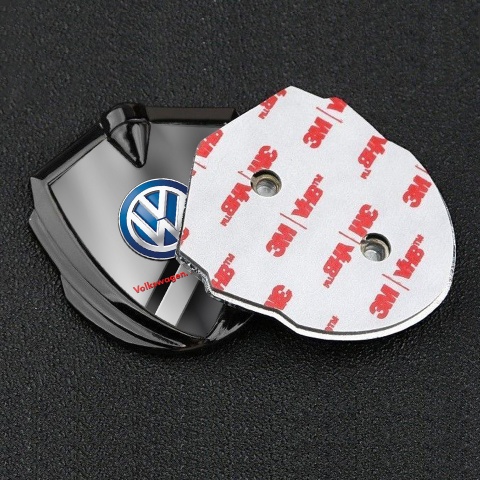 VW Emblem Ornament Graphite Black Base Polished Panel Blue Logo
