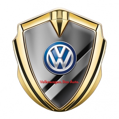 VW Emblem Ornament Gold Black Base Polished Panel Blue Logo