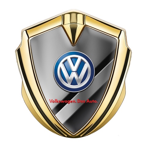 VW Emblem Ornament Gold Black Base Polished Panel Blue Logo
