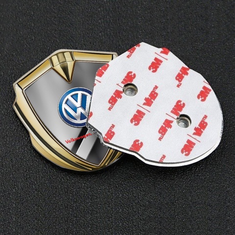 VW Emblem Ornament Gold Black Base Polished Panel Blue Logo