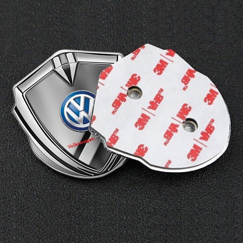 VW Emblem Ornament Silver Black Base Polished Panel Blue Logo