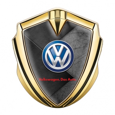 VW Emblem Ornament Gold Scratched Surface Blue Logo Design