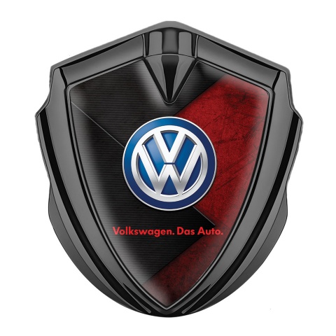 VW Bodyside Domed Emblem Graphite Red Scratched Stone Classic Logo
