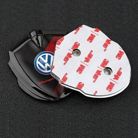 VW Bodyside Domed Emblem Graphite Red Scratched Stone Classic Logo