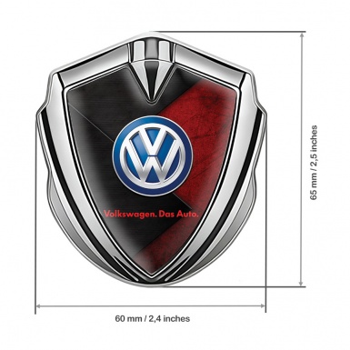 VW Bodyside Domed Emblem Silver Red Scratched Stone Classic Logo