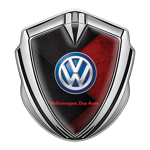 VW Bodyside Domed Emblem Silver Red Scratched Stone Classic Logo