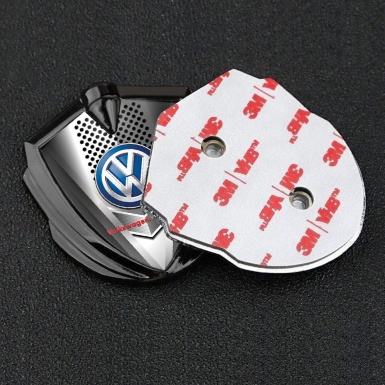 VW Emblem Metal Badge Graphite Steel Grille Blue Logo Das Auto